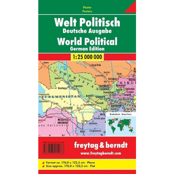 Welt politisch 1 : 25 000 000 deutsch - Straßenkarte