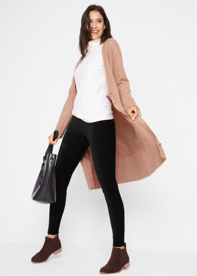 Feincord-Leggings mit breitem Komfortbund