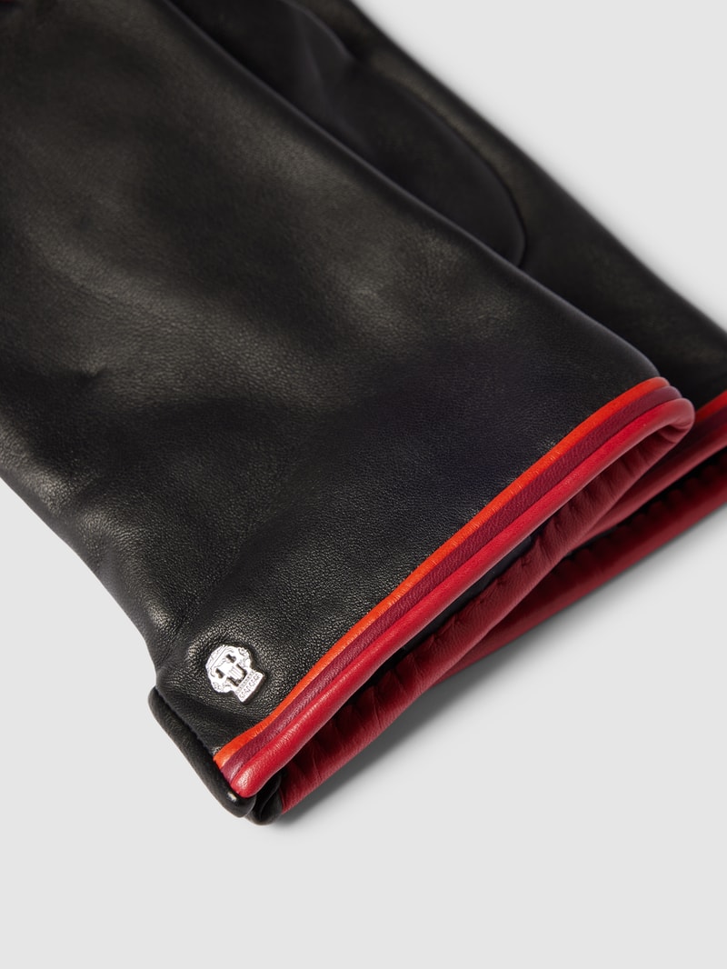 Handschuhe aus Leder in Two-Tone-Machart in schwarz