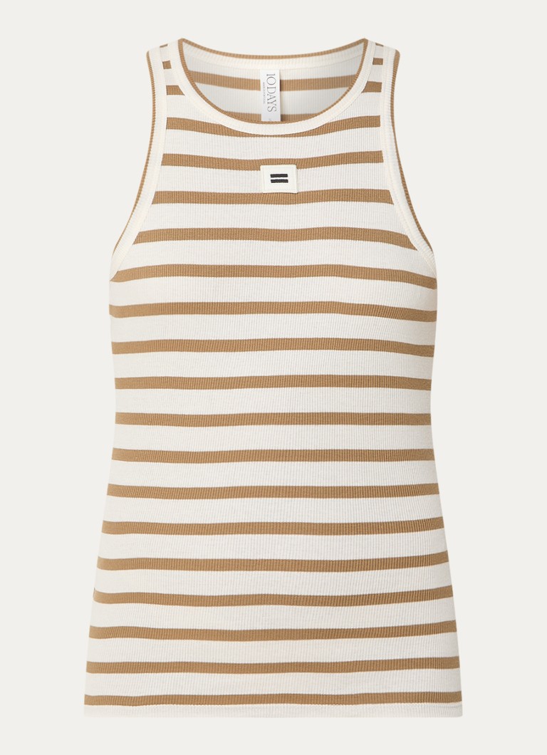 10DAYS Rib-knit tank top with stripe print