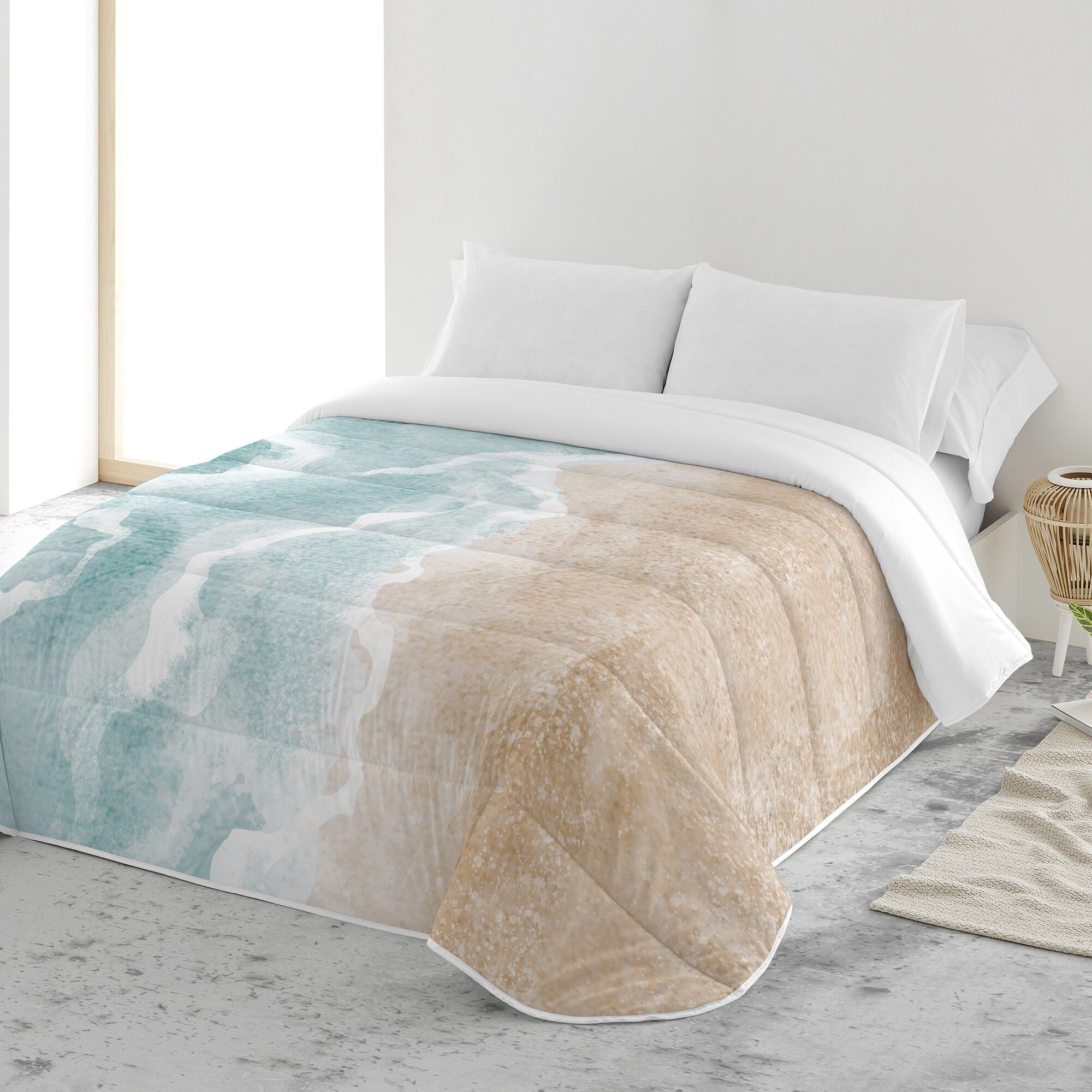 Couette microfibre imprimée sable fin 200 g/m²