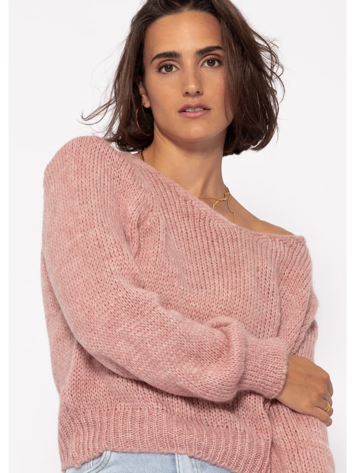 SASSYCLASSY Pullover mit V-Ausschnitt in Altrosa günstig kaufen