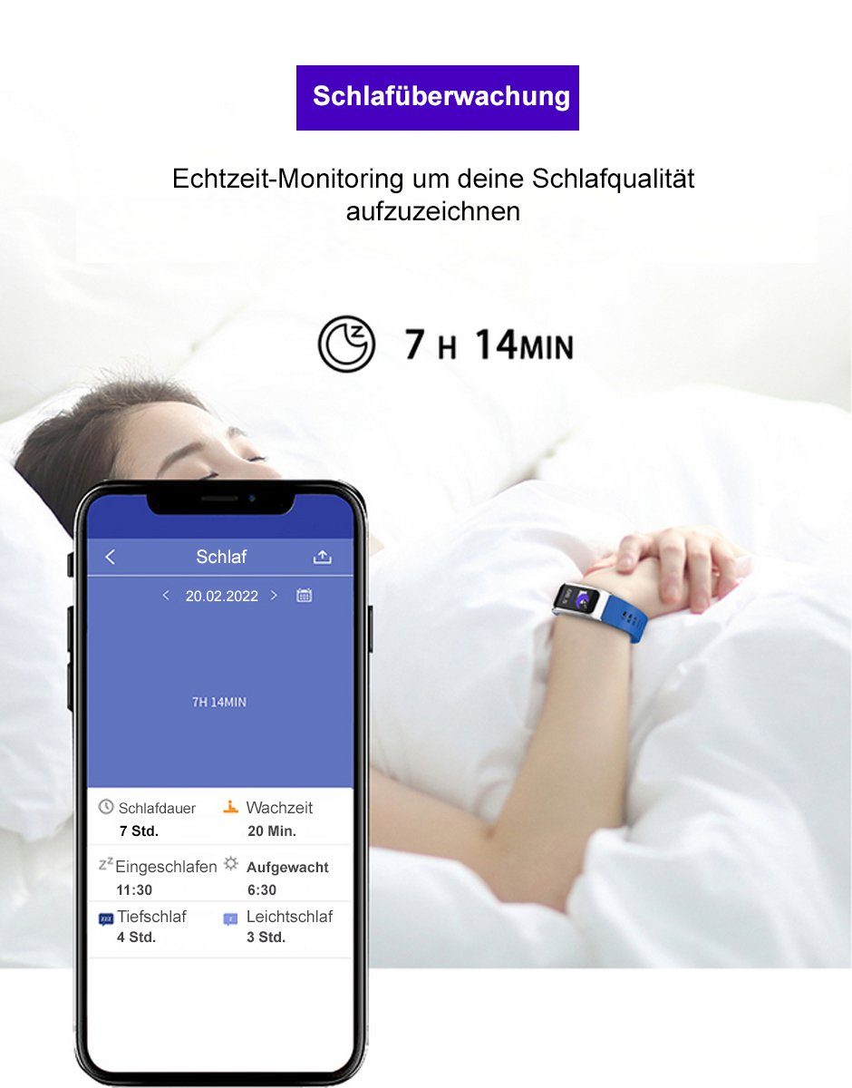 TPFNet SW36 mit Milanaise Armband - individuelles Display Smartwatch (Android), Armbanduhr mit Musiksteuerung, Herzfrequenz, Schrittzähler, Kalorien, Sportmodus etc. - Fitness-Tracker Rosegold