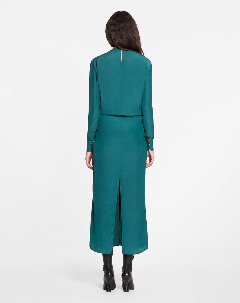 ROBE DRAPÉE À MANCHES LONGUES