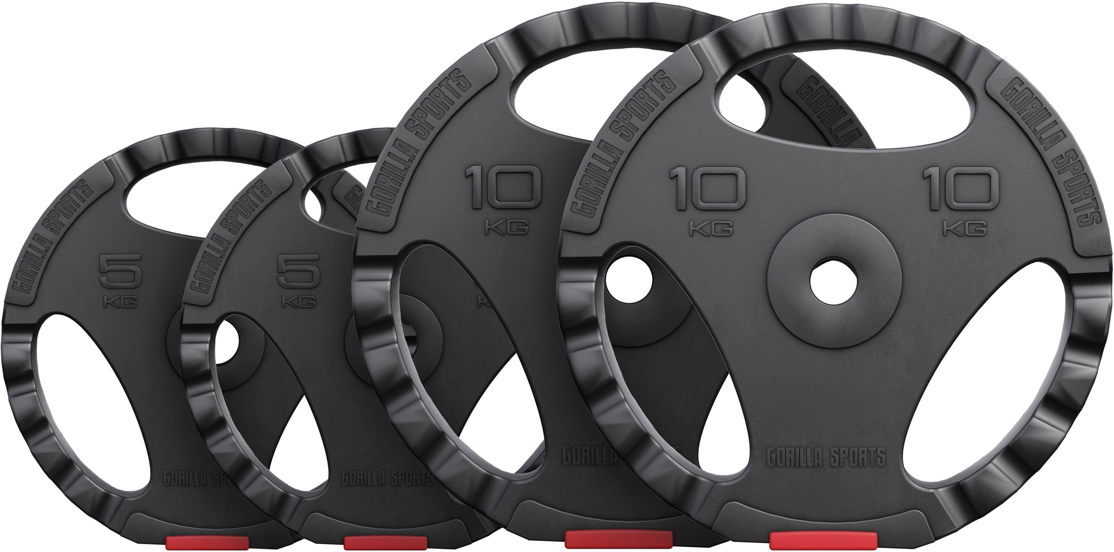 GORILLA SPORTS Hantelscheiben 30 kg - 2 x 5 kg; 2 x 10 kg, 30 kg, (Set, 4-tlg)