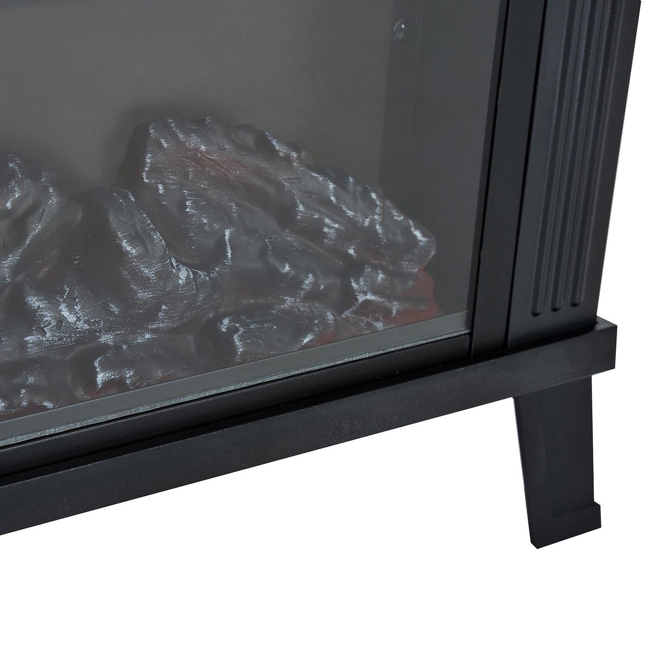 HOMCOM Elektrokamin Elektrischer Kamin Kaminofen Standkamin mit Flammeneffekt 600/1200W, Metall, Schwarz, 38,5x22x30,5 cm