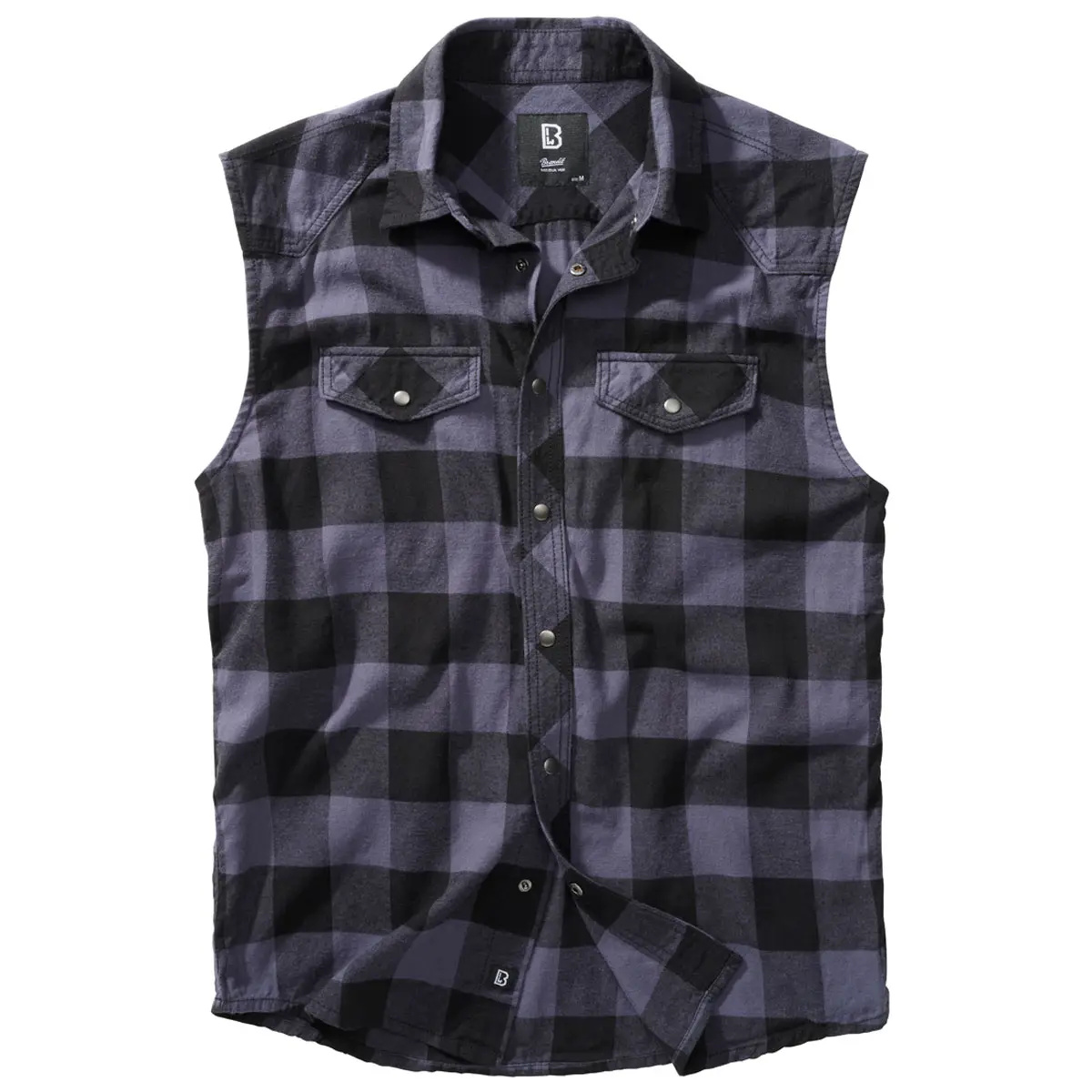 Checkshirt ärmellos schwarz-grau
