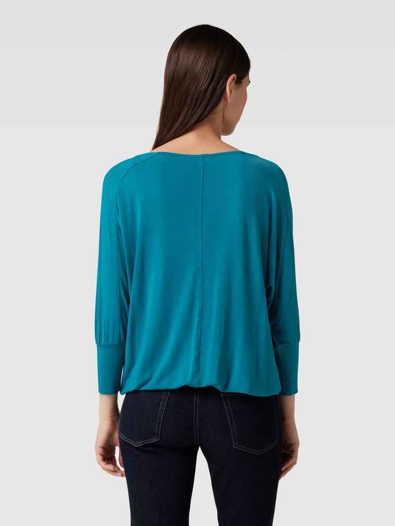 Longsleeve mit U-Ausschnitt in petrol