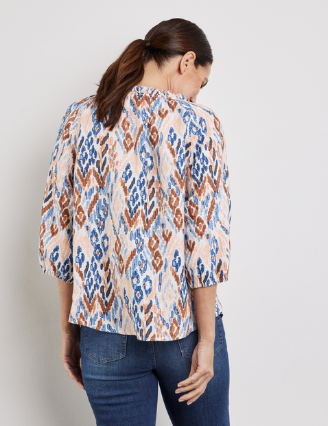 Leinenbluse mit Rüschenkragen