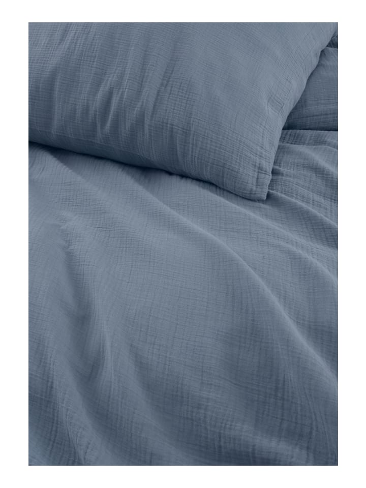Hessnatur Musselin Bettwäsche-Set in stahlblau günstig kaufen