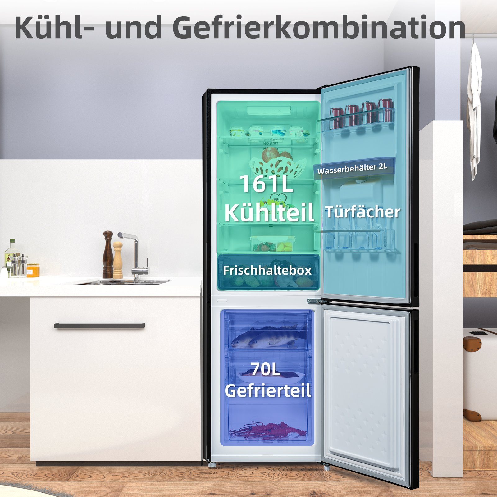 CHiQ Kühl-/Gefrierkombination No Frost FBM228NE4DE, 170 cm hoch, 54 cm breit, Multi-Air Flow,12 Jahre Garantie auf den Kompressor