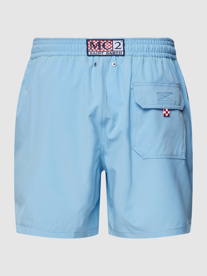 Badehose mit Label-Stitching Modell 'COMFORT' in hellblau