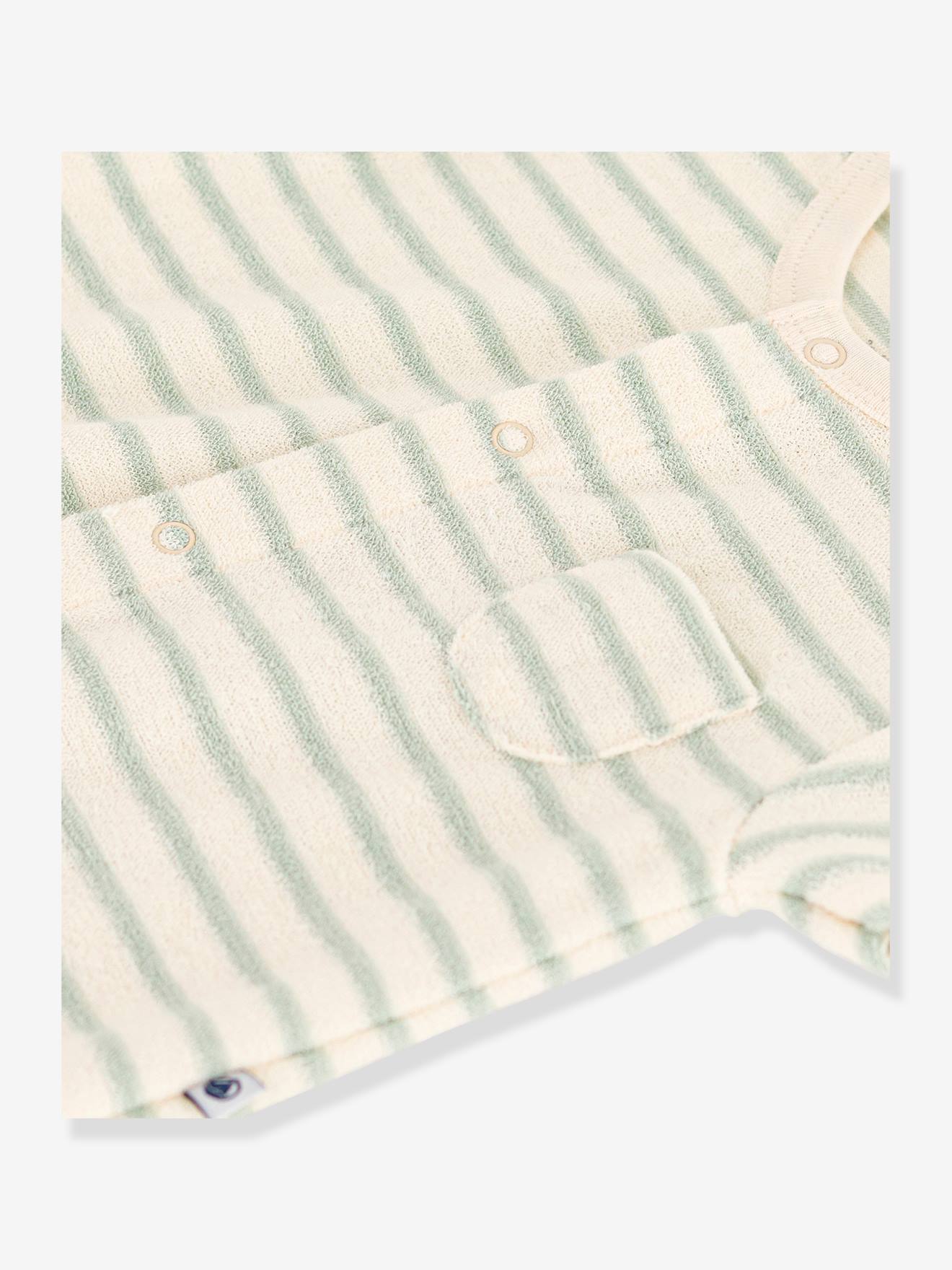 Petit Bateau Baby Kurzoverall PETIT BATEAU - grün gestreift