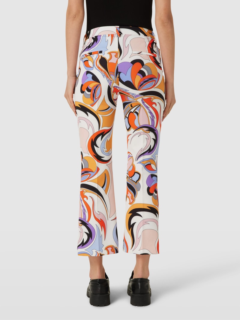 Chino mit Allover-Print Modell 'AIDA KICK' in weiss