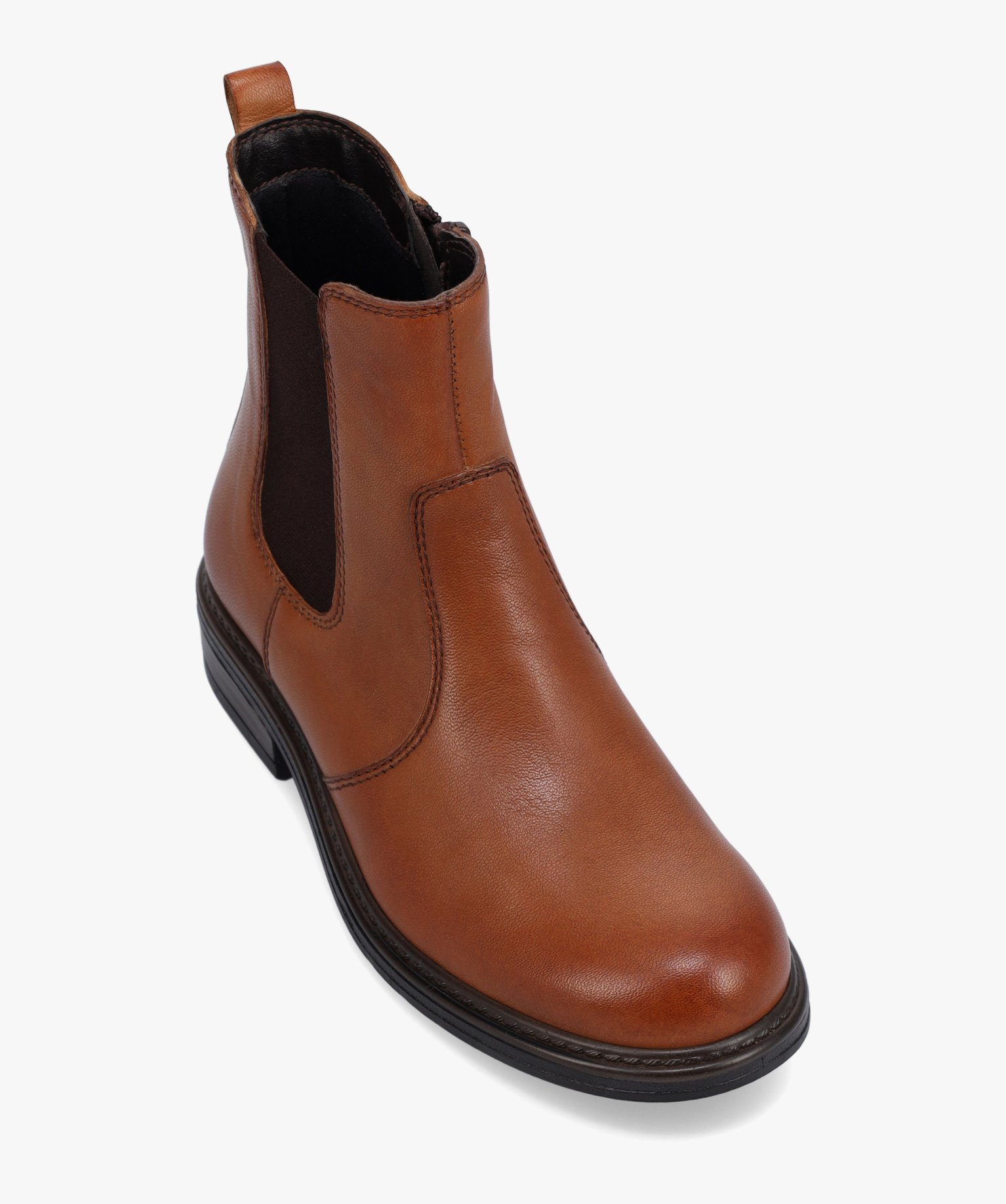 Boots fille style Chelsea unies dessus cuir - Tanéo camel | GEMO