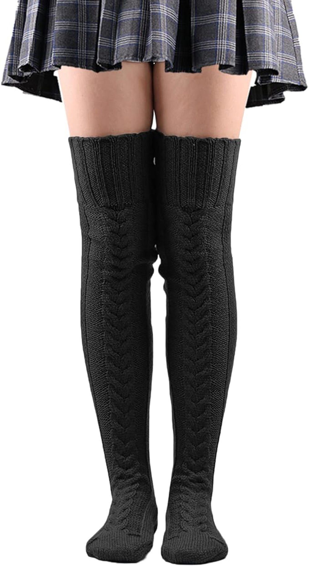 Beinstulpen Damen Lang Stulpe Leg Warmer (1-Paar, Solide Farben) Gestrickte Over-Knee Lange Beinstulpe Tanzen Strumpf