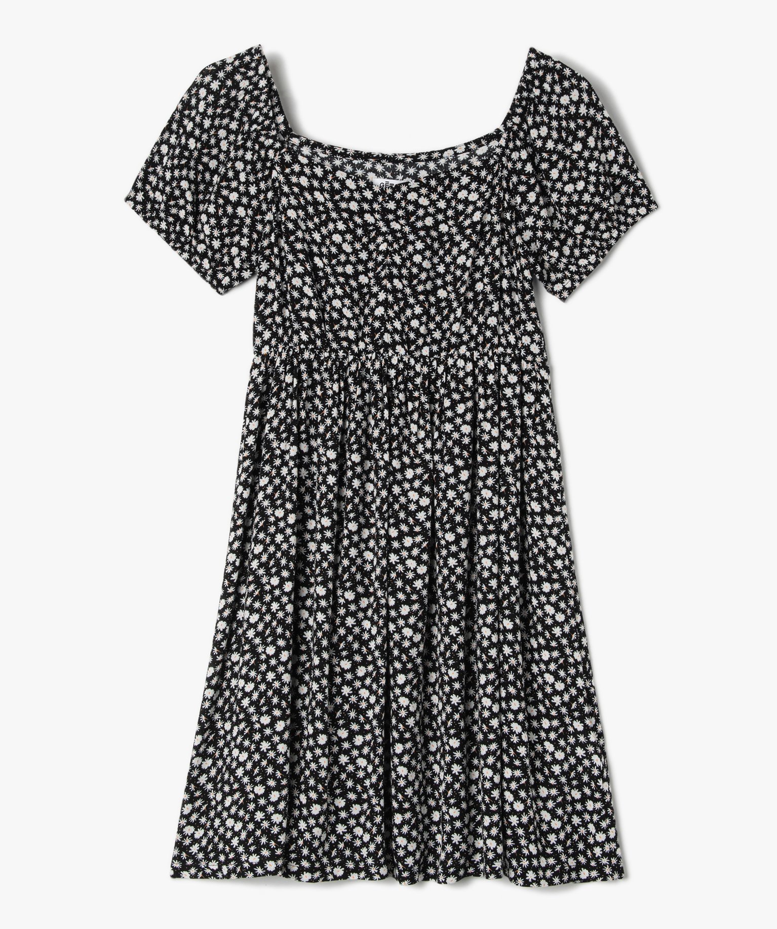 Robe fille à manches courtes à motifs fleuris imprime | GEMO