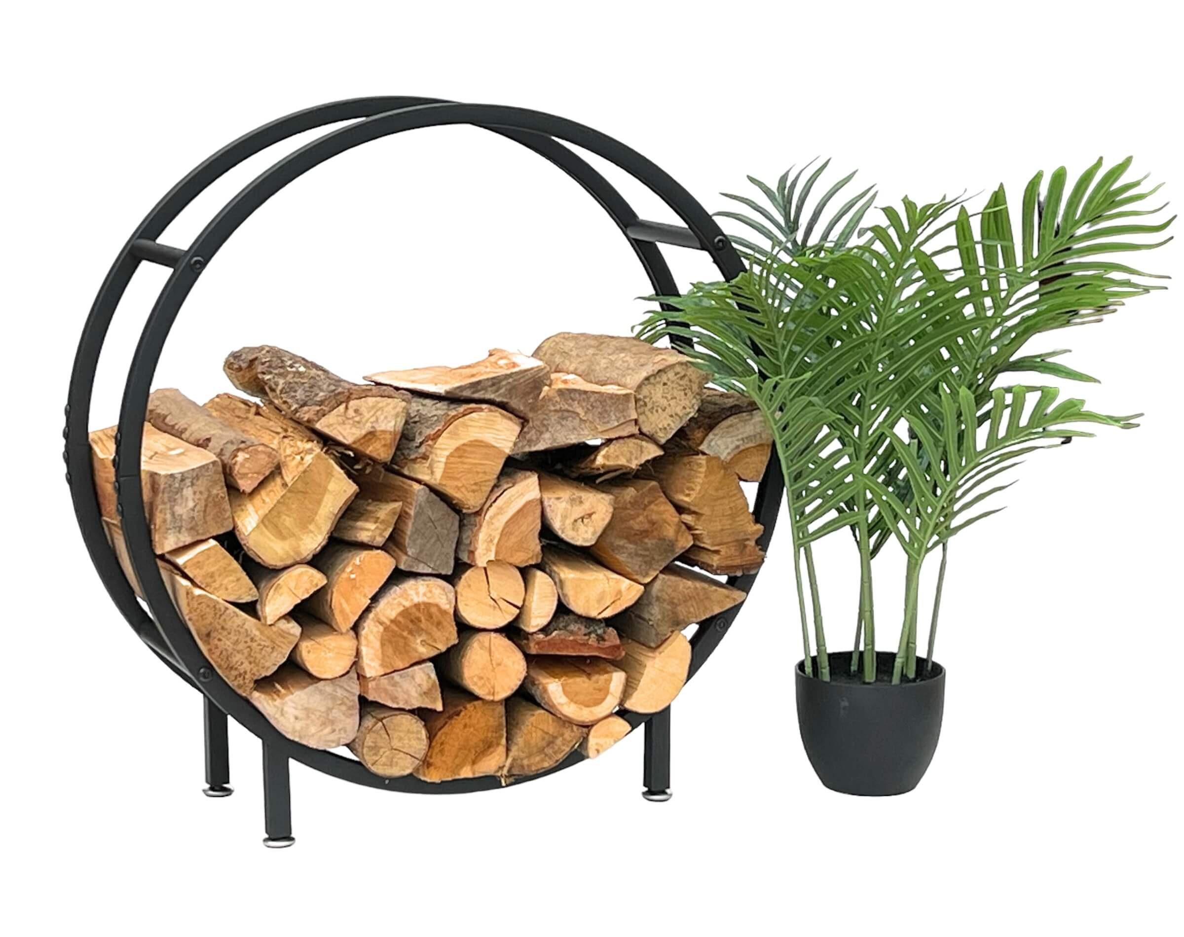 DanDiBo Kaminholzregal Kaminholzregal Metall Schwarz Rund 60 cm Kaminholzständer Kaminholz, Freistehendes Kaminholzregal