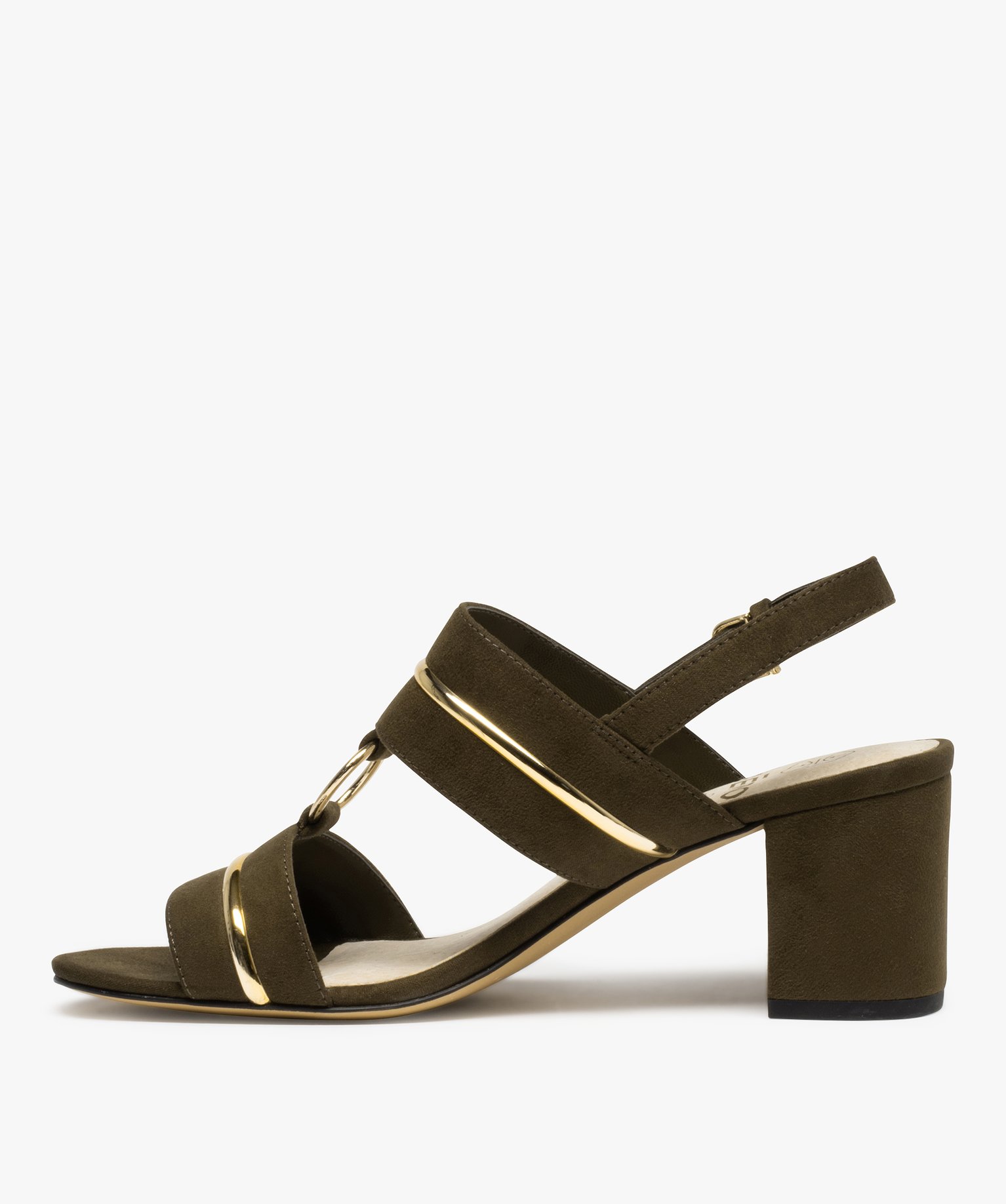 Sandales femme à talon dessus suédé avec détails métall... vert | GEMO