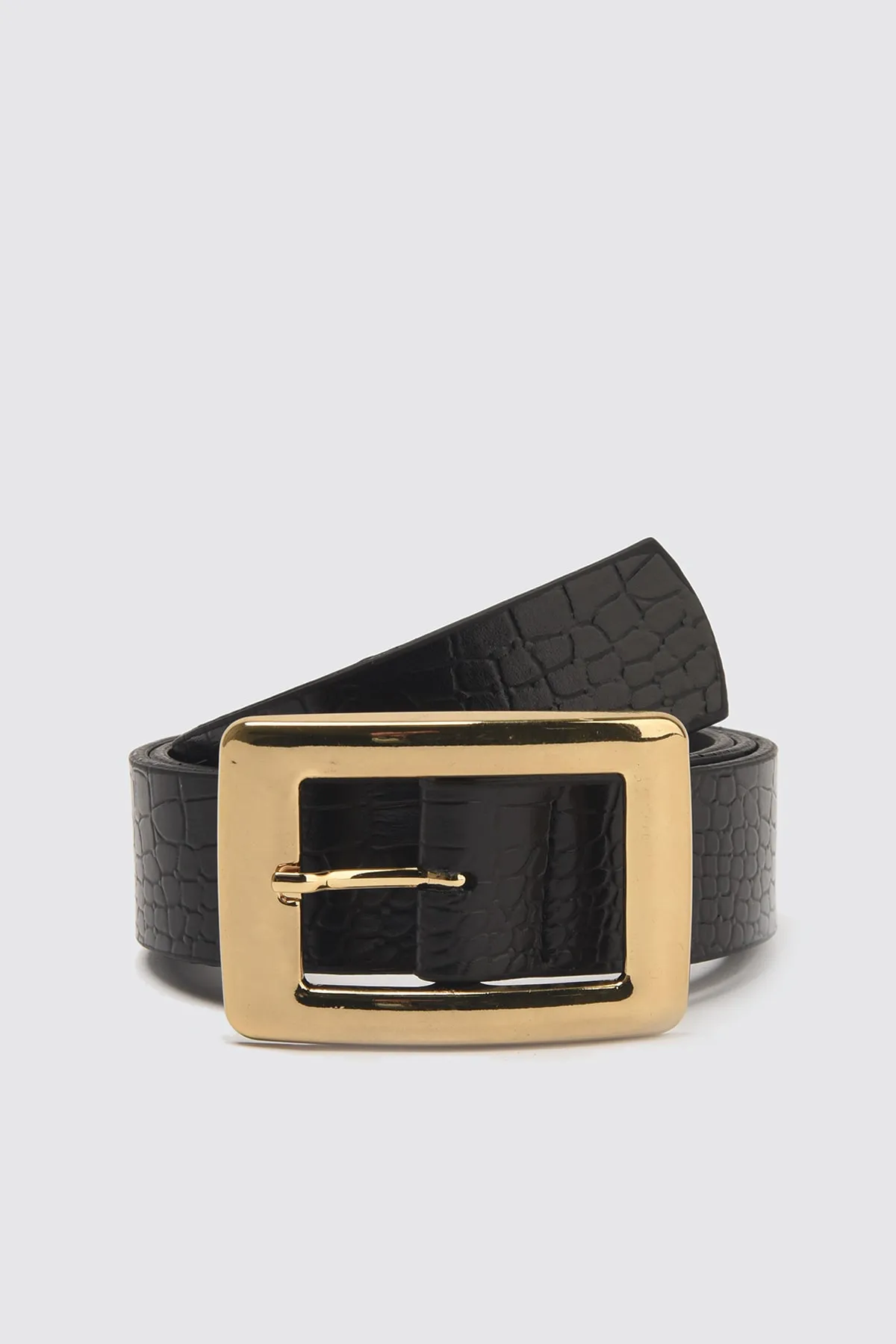 Trendyol Collection  Schwarzer Damengürtel mit Kroko-Schnalle TWOSS21KE0079