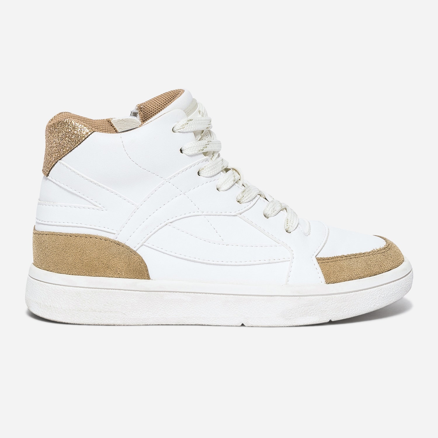 Basket BUGGY blanche bords marron