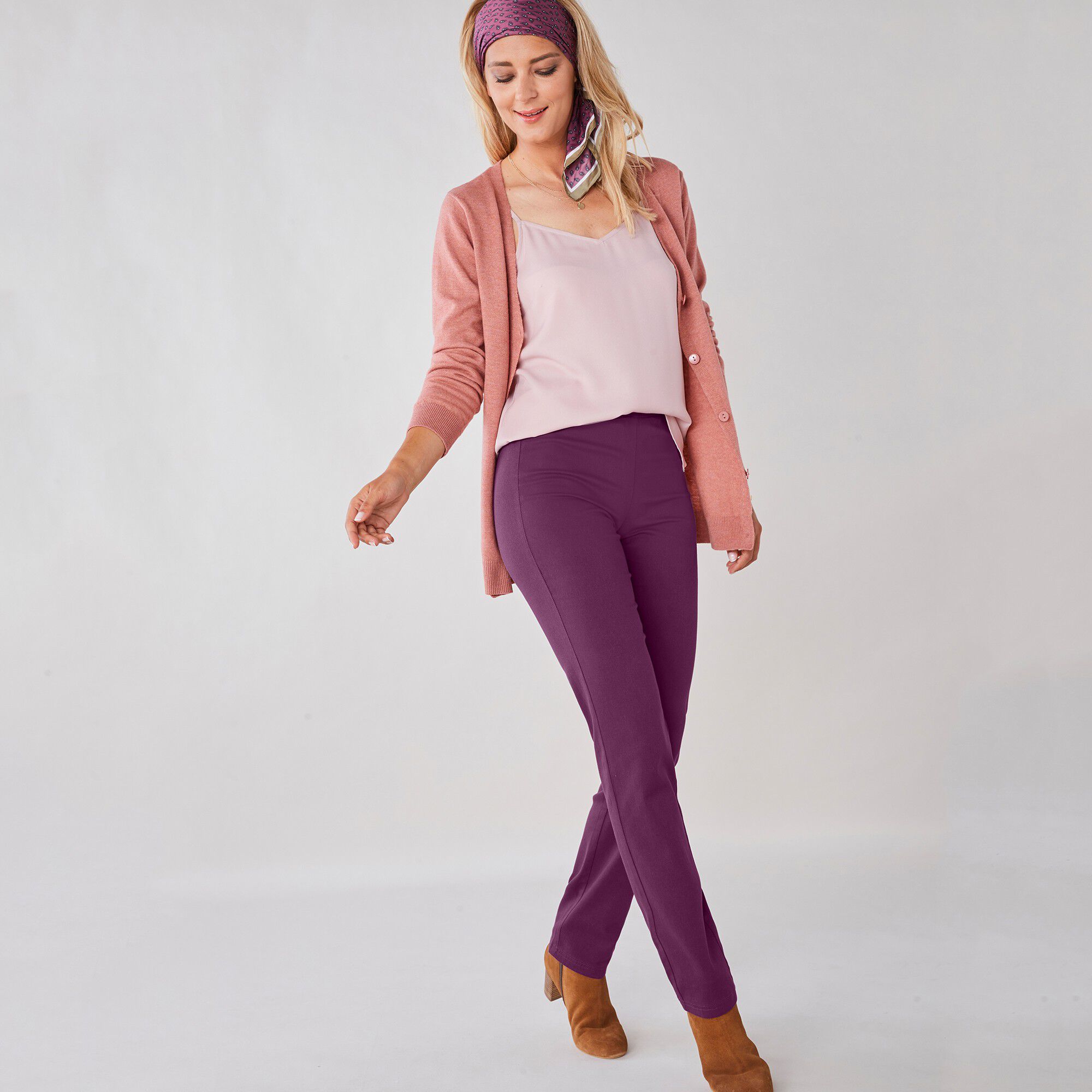 Pantalon sculptant effet ventre plat taille élastiquée