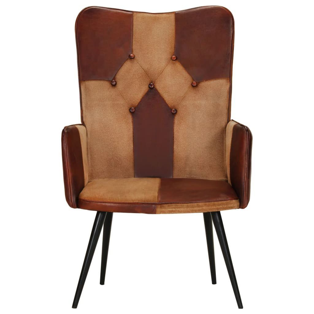 vidaXL Sessel Ohrensessel Braun Echtleder (1-St)