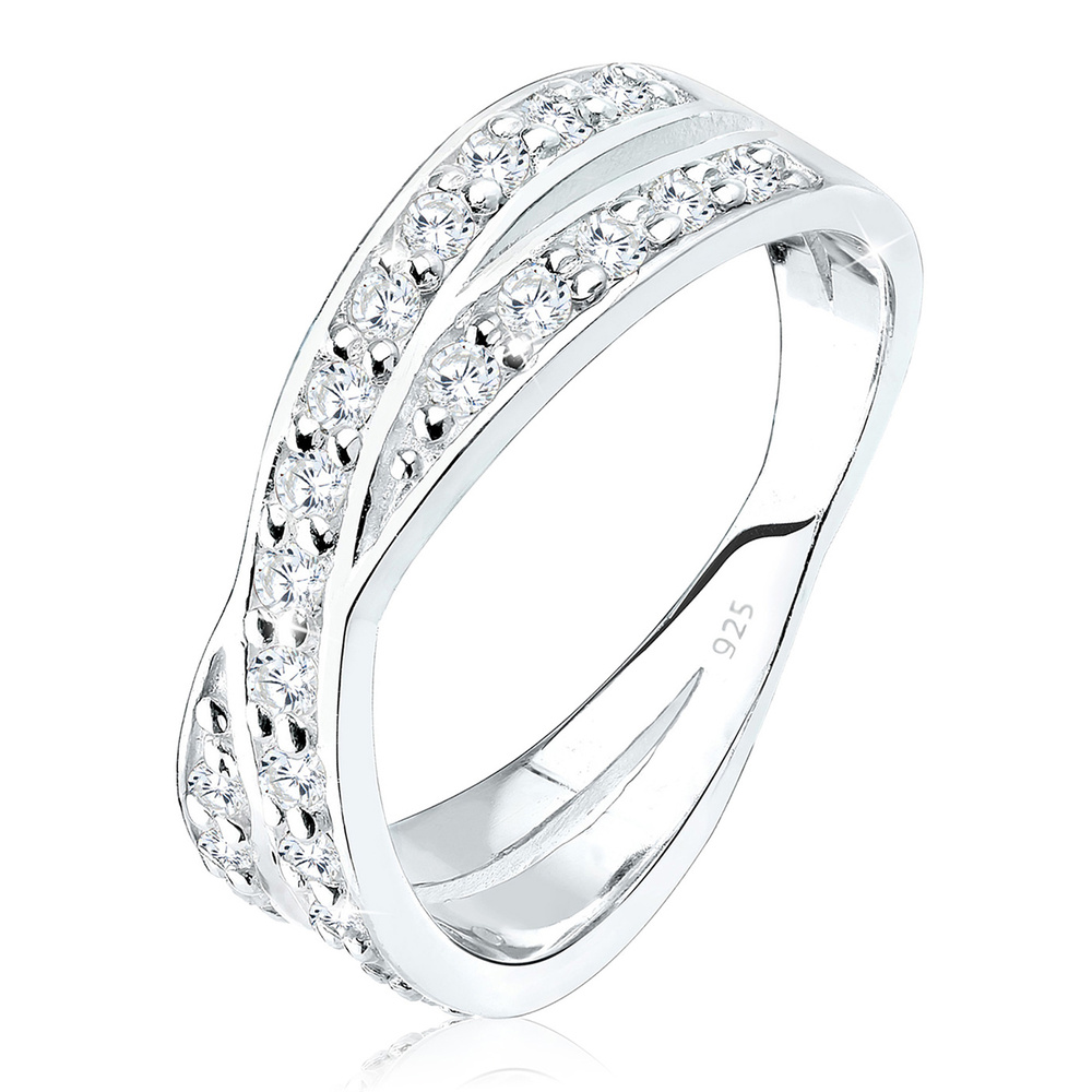 Elli Elli Bague Femme l'Engagement Pétille avec des Cristaux de Zircone en Argent Ster Bague