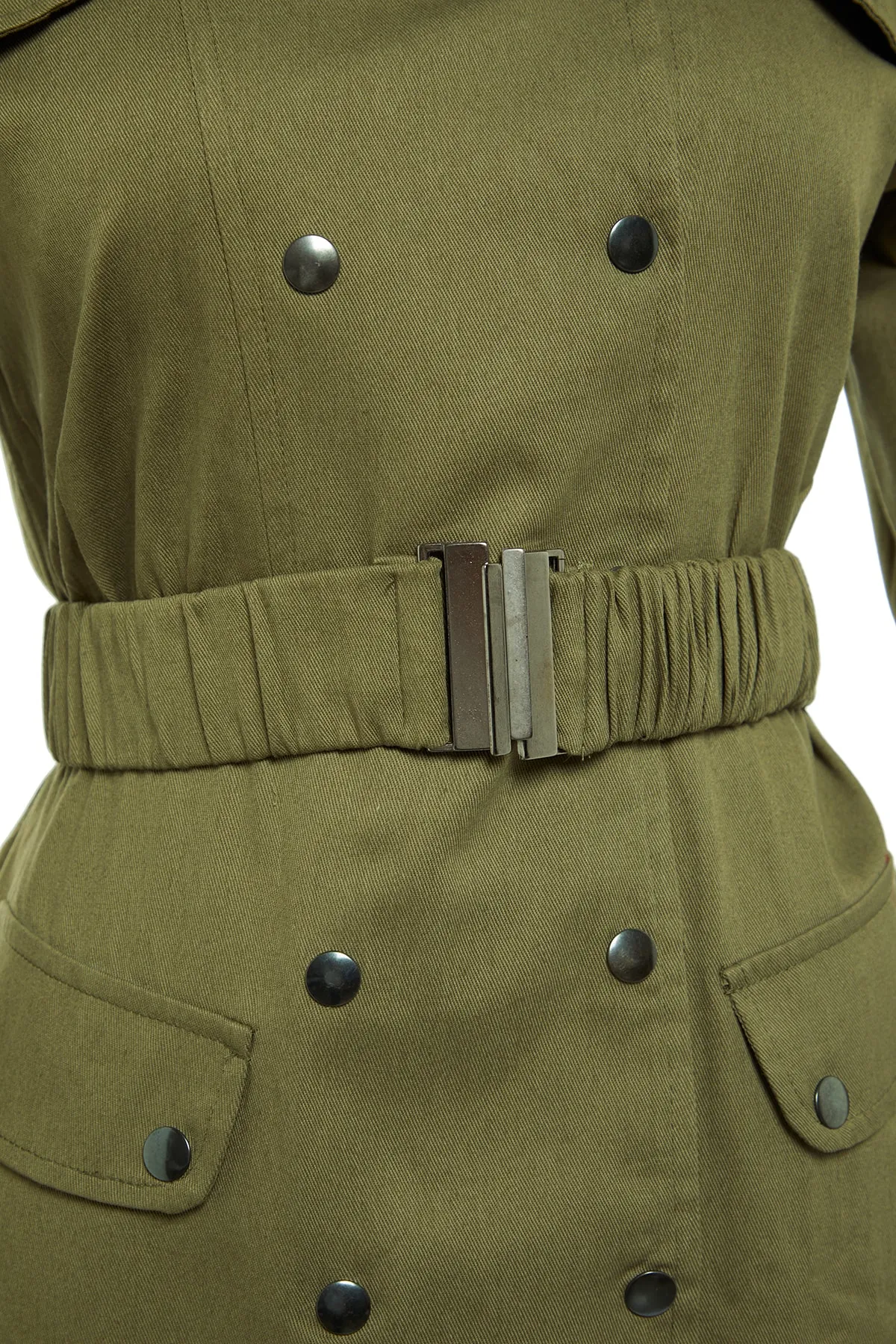 Trendyol Collection  Khakifarbenes, gewebtes Jackenkleid mit Gürtel und Knöpfen TWOAW22EL0446
