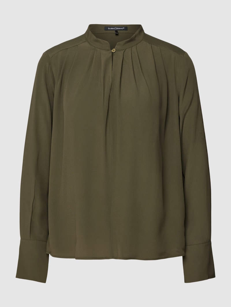 Bluse mit Schlüsselloch-Ausschnitt in khaki