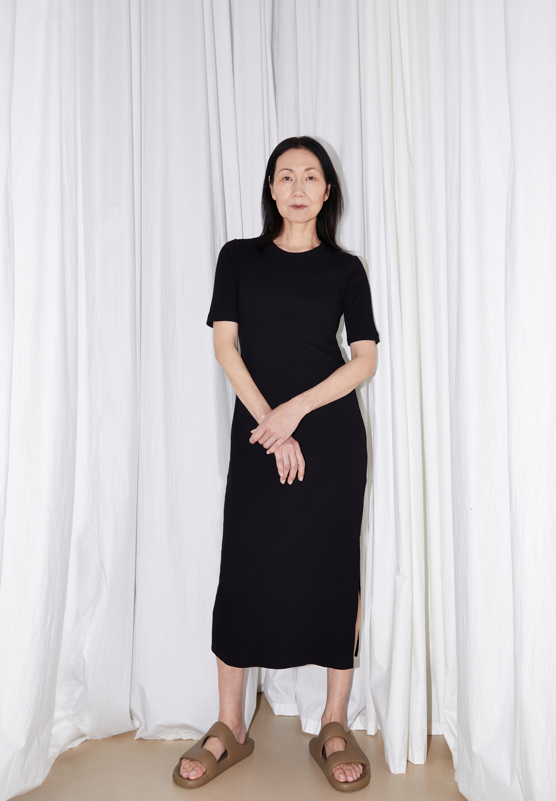 Ripp-Jerseykleid Slim Fit aus Bio-Baumwoll Mix
