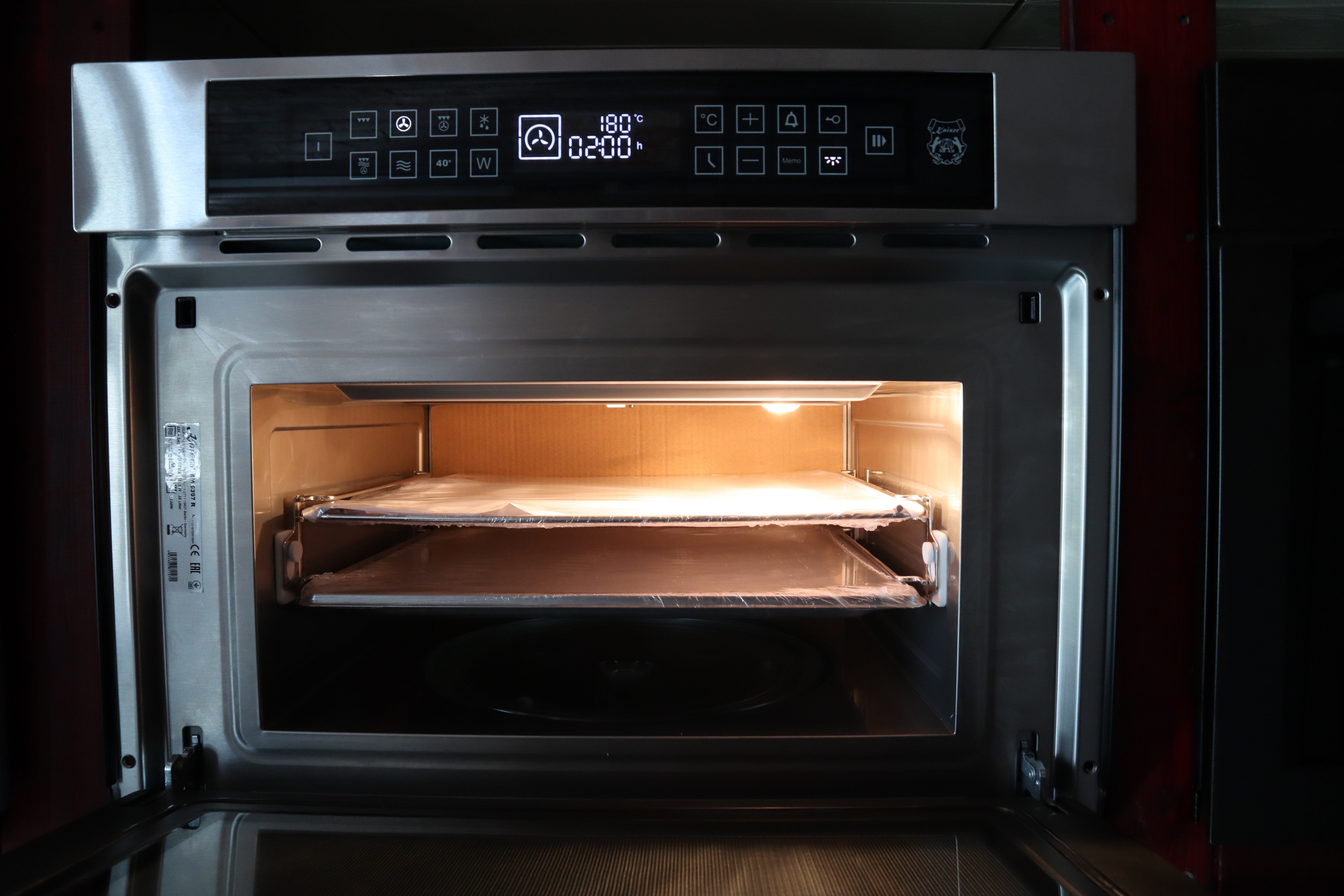 Kaiser Küchengeräte Einbau-Mikrowelle EH 6307 R, Grill und Heißluft, 38,00 l, Mikrowellen-Backofen, 45 cm Hoch,TouchControl