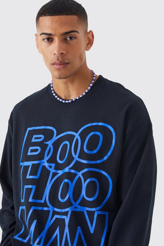 Langärmliges Oversize T-Shirt mit Bm-Print