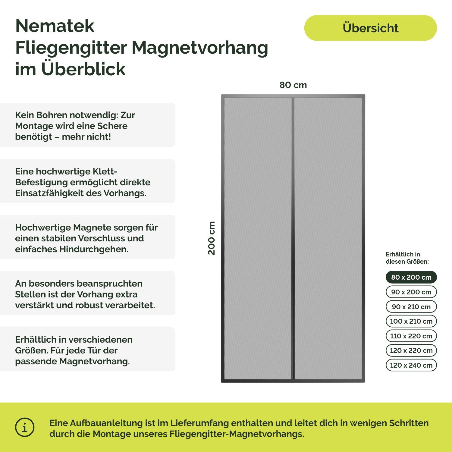 Nematek Insektenschutz-Vorhang Magnet Fliegengitter Tür Magnetvorhang - Insektenschutz Balkontür