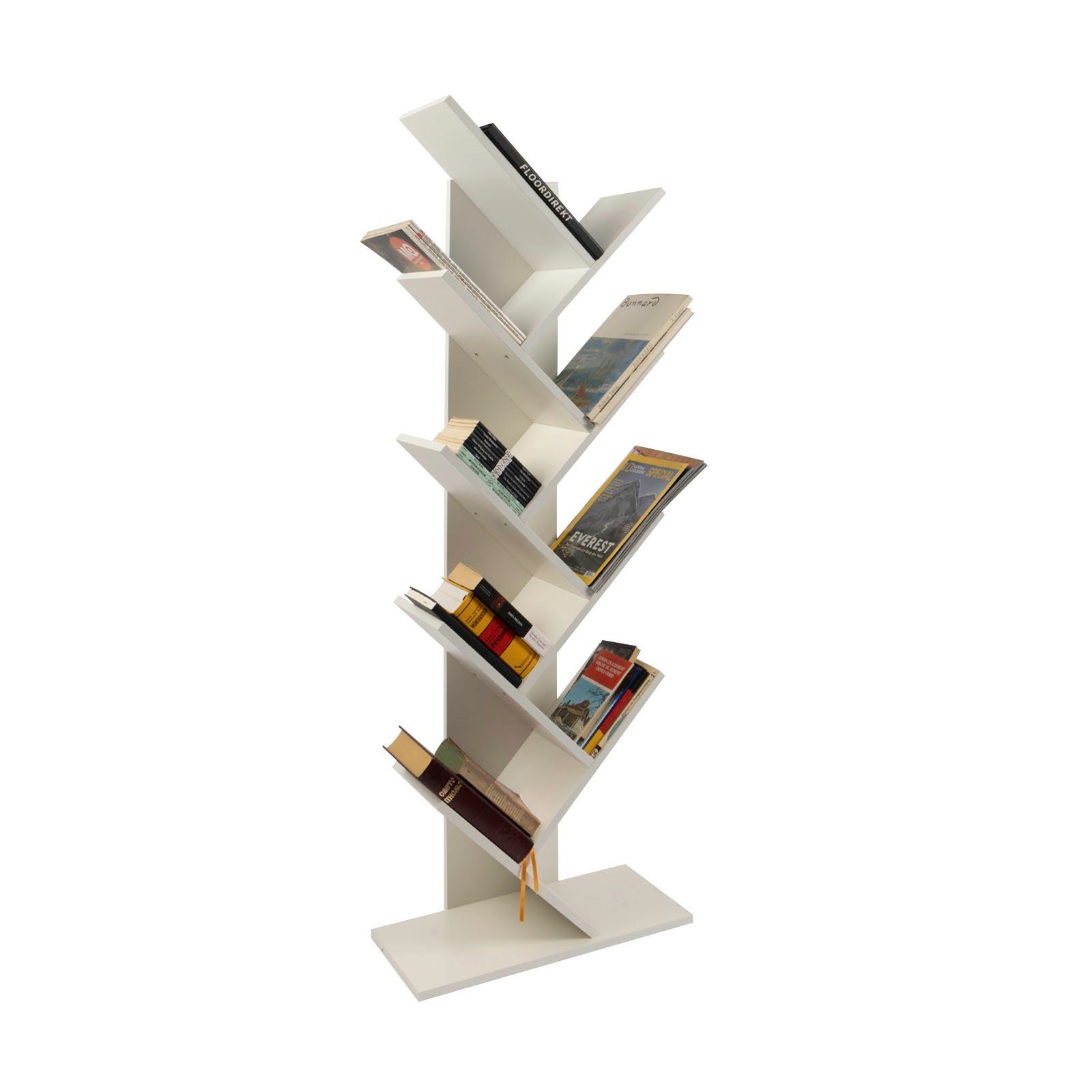 Karat Bücherregal Alexandria, verschiedenen Farben, mit 8 Fächern, praktische Baumform
