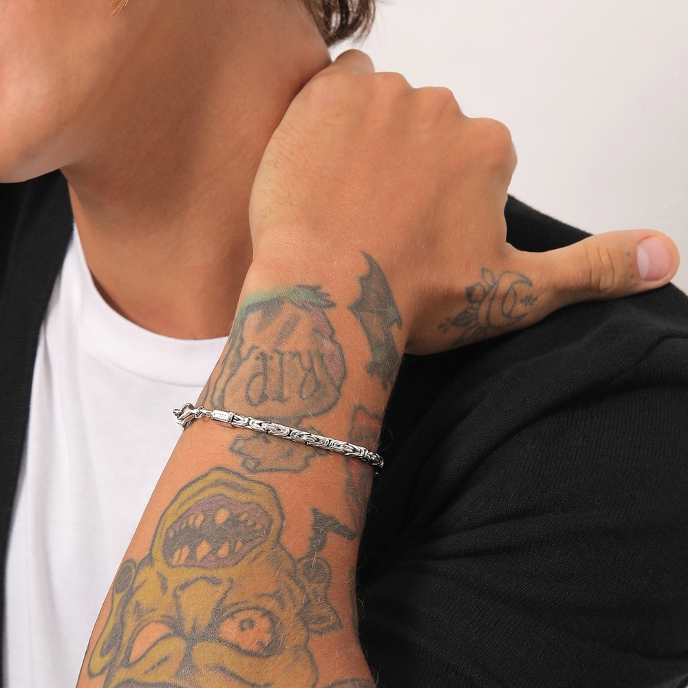 KUZZOI KUZZOI Bracelet Chaîne de base pour hommes en plaqué or 925 en argent sterling Bracelet