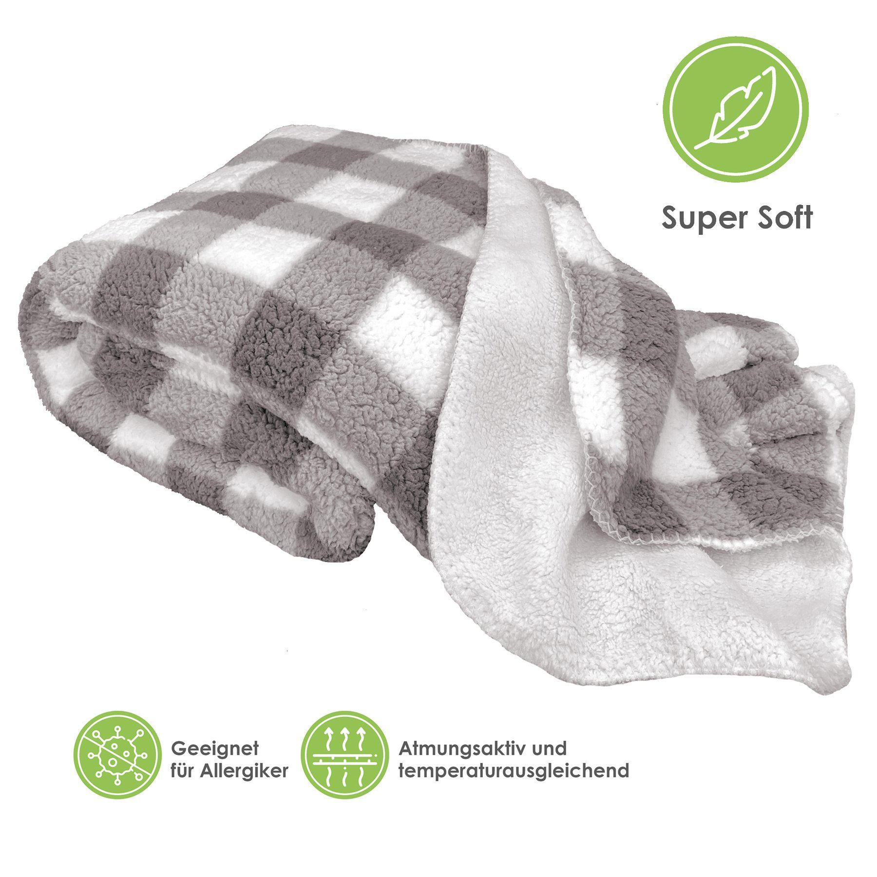 Wohndecke Sherpa Kuscheldecke Cottage Winterdecke Teddy Fell, heimtexland, 150x200 I extra dick I warm I flauschig I kuschelig weich
