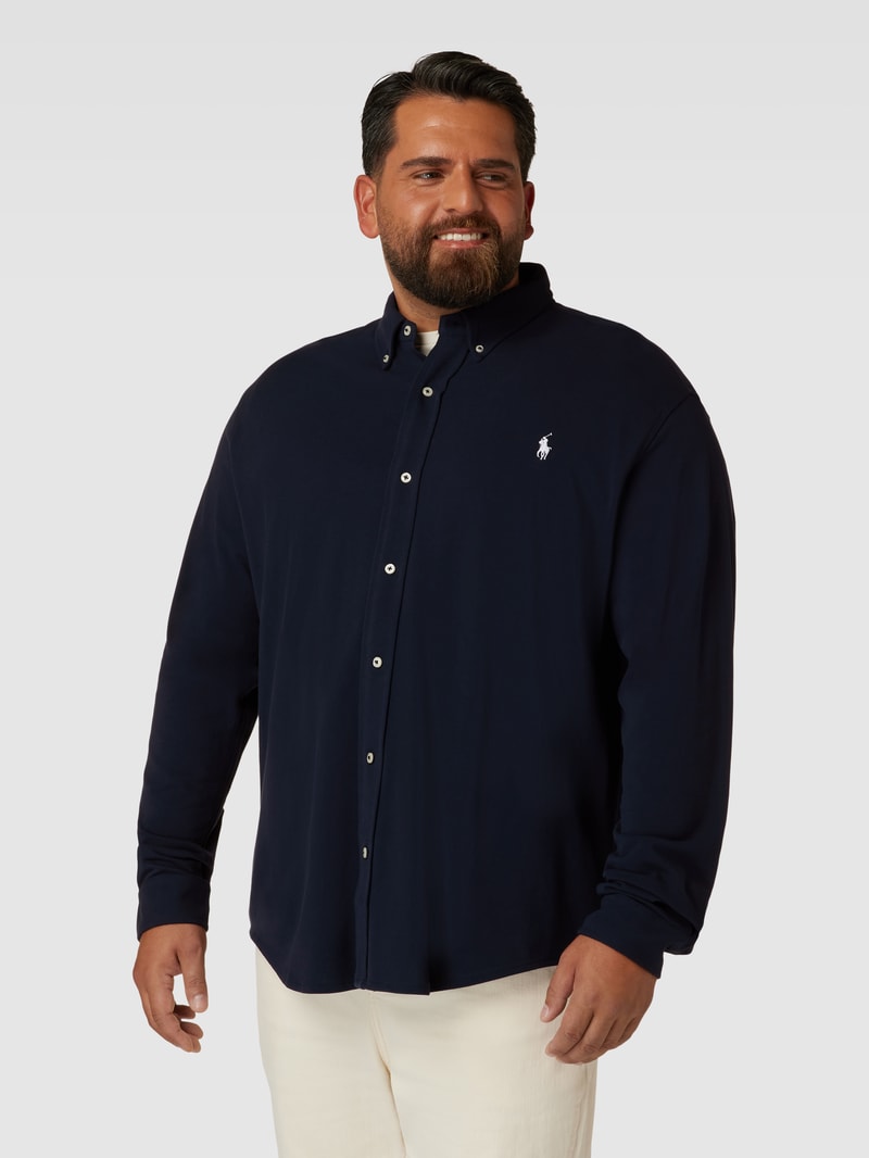 PLUS SIZE Freizeithemd mit Label-Stitching in marineblau