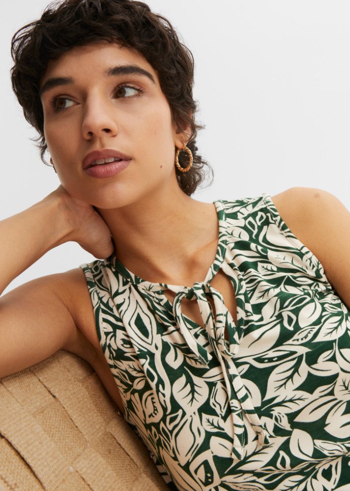Jersey-Top mit Bindedetail in A-Linie