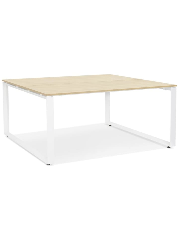 KADIMA DESIGN Schreibtisch 140x140 cm funktional minimalistisch ergonomisch in Beige-Weiß günstig kaufen