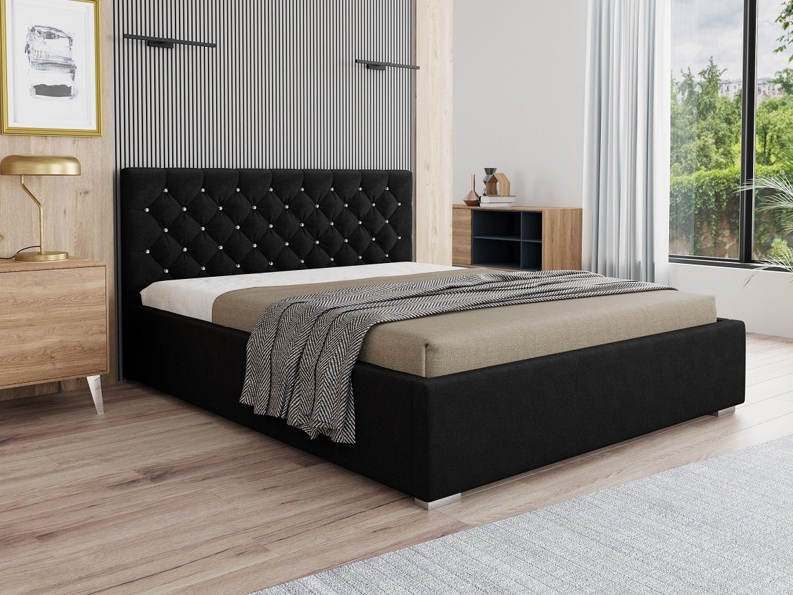 Deine Möbel 24 Polsterbett Boxspringbett Komplettbett Ehebett SOFIA (120x200 140x200 160x200 180x200 200x200 Top Qualität), inkl. Lattenrost, Matratze optional