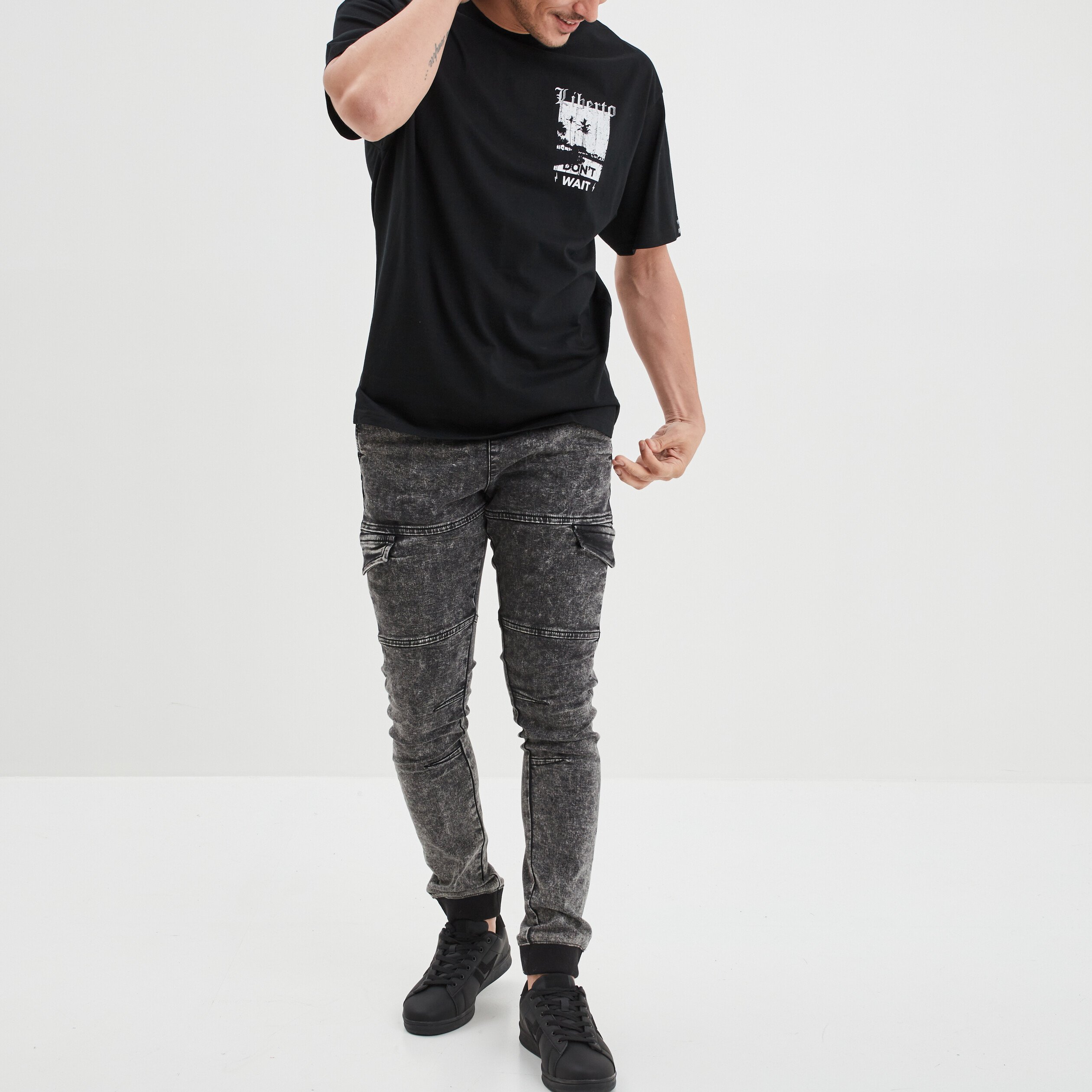 Pantalon skinny stretch denim gris homme | La Halle