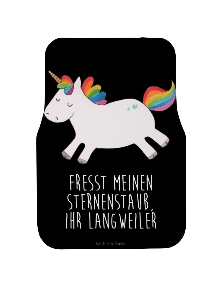 Mr. & Mrs. Panda Fahrer Autofußmatte Einhorn Happy mit Spruch in Schwarz günstig kaufen onesize