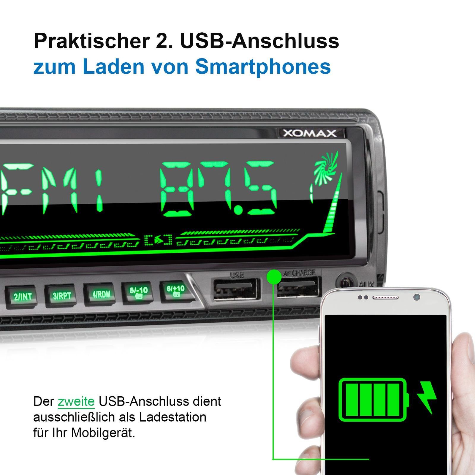 XOMAX XM-R282 Autoradio mit Bluetooth, 2x USB, SD, AUX IN, 1 DIN Autoradio