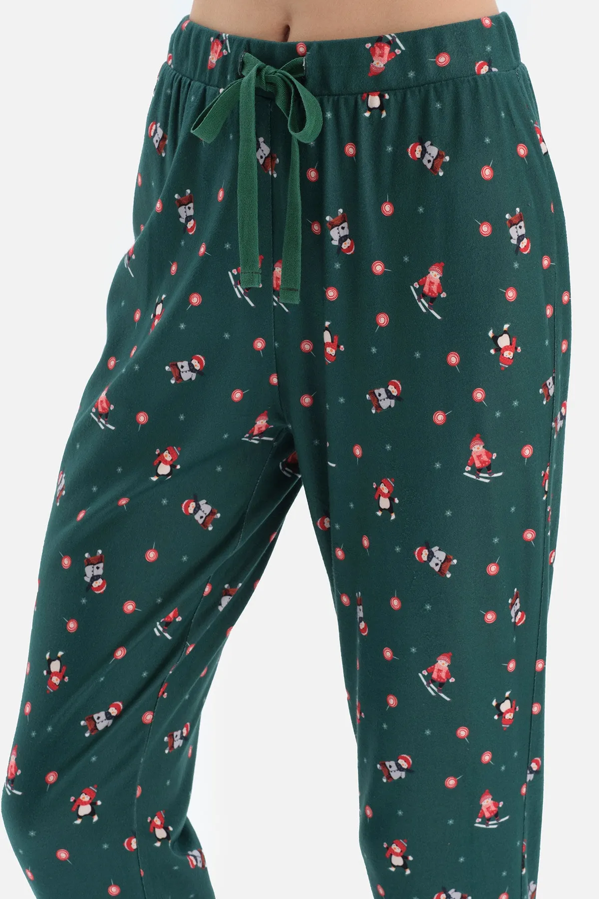 Dagi  Grün bedrucktes Langarm-Pyjama-Set