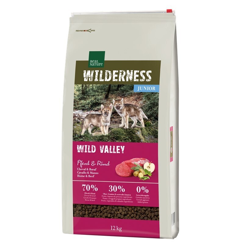 REAL NATURE Hundetrockenfutter REAL NATURE WILDERNESS Junior Wild Valley Pferd & Rind 12 kg
