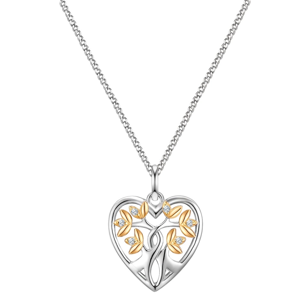 Glanzstücke München Chaîne Arbre de vie Argent sterling Oxyde de zirconium (CZ) en Argent/or jaune collier