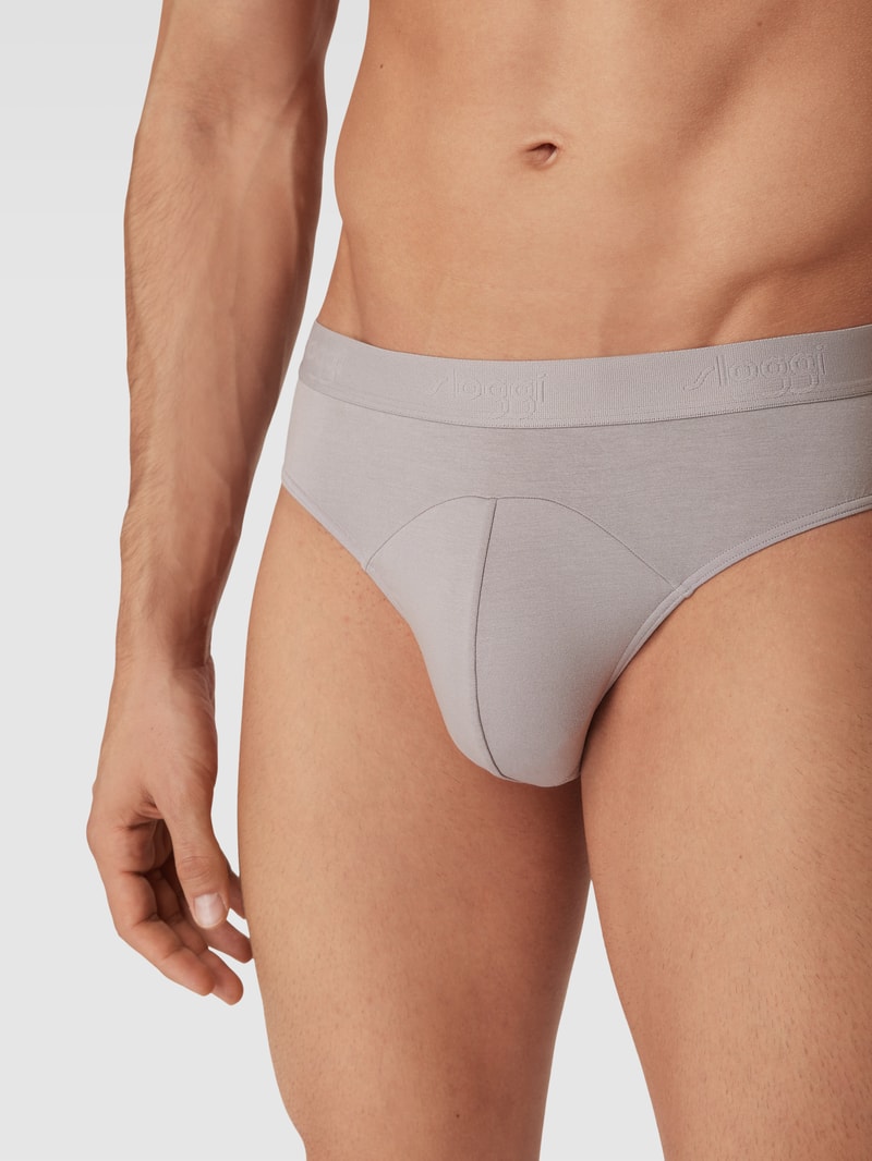 Slip mit Streifenmuster im 2er-Pack in taupe