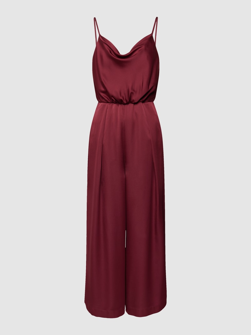 Cocktail-Jumpsuit mit Schalkragen in dunkelrot meliert