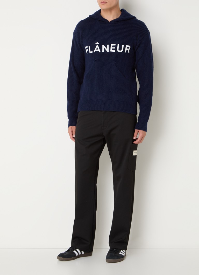 Sweat à capuche FLÂNEUR en maille côtelée avec logo brodé